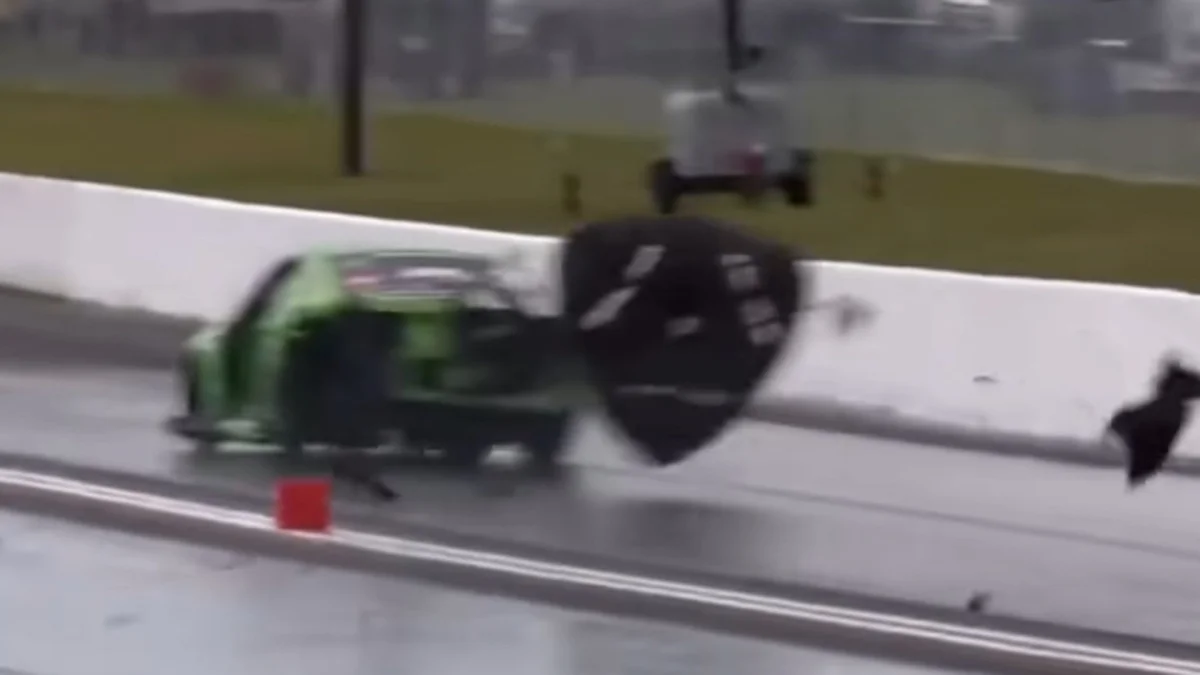 Wrench Left in Mustang’s Engine Bay Causes 200-MPH Drag Racing Crash