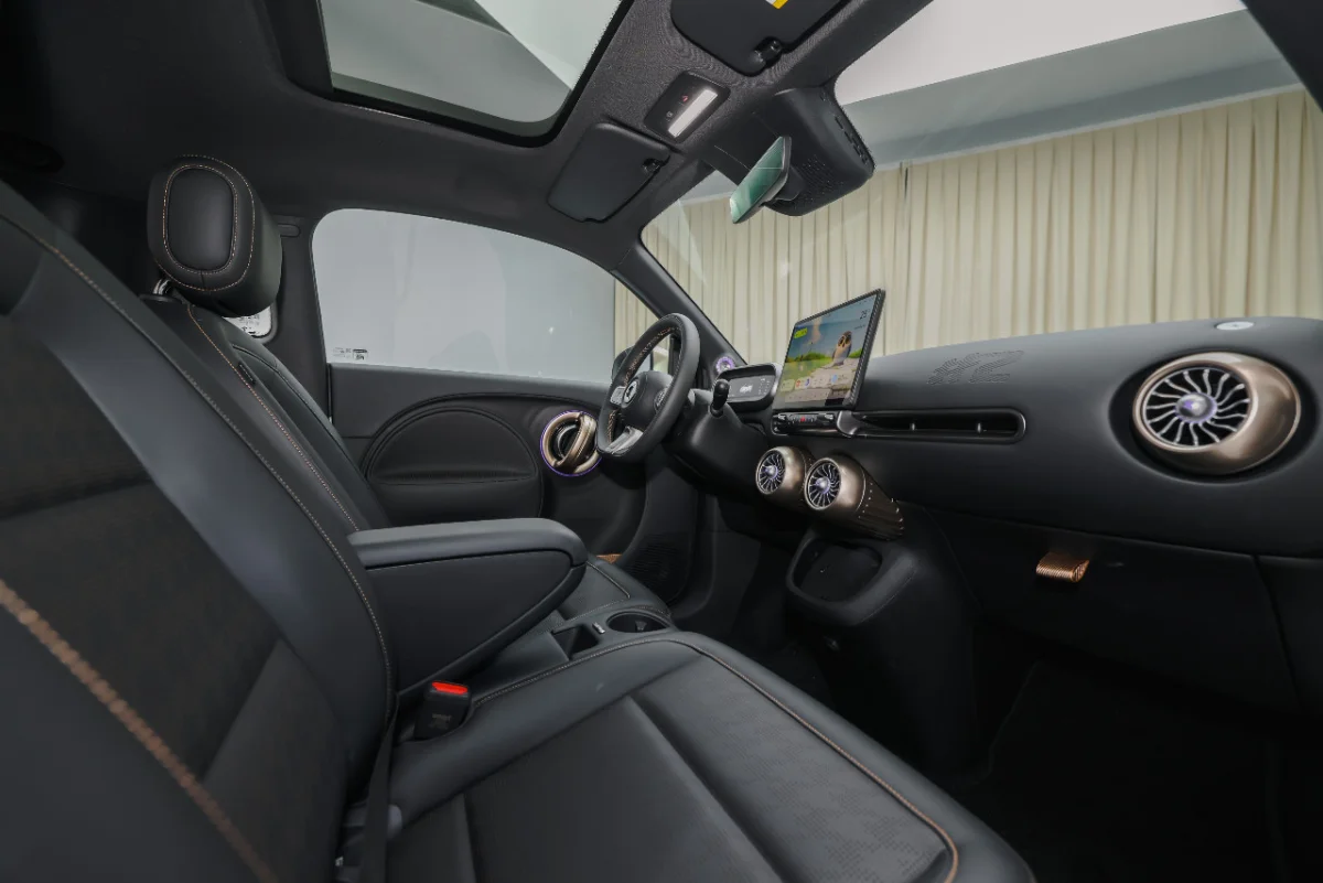 Malgré son gabarit de puce, la Smart #2 offre de l'espace pour les deux passagers.